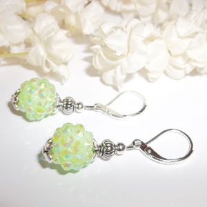 AB Green Beaded Earring Set Jewelry Gift Idea 4003